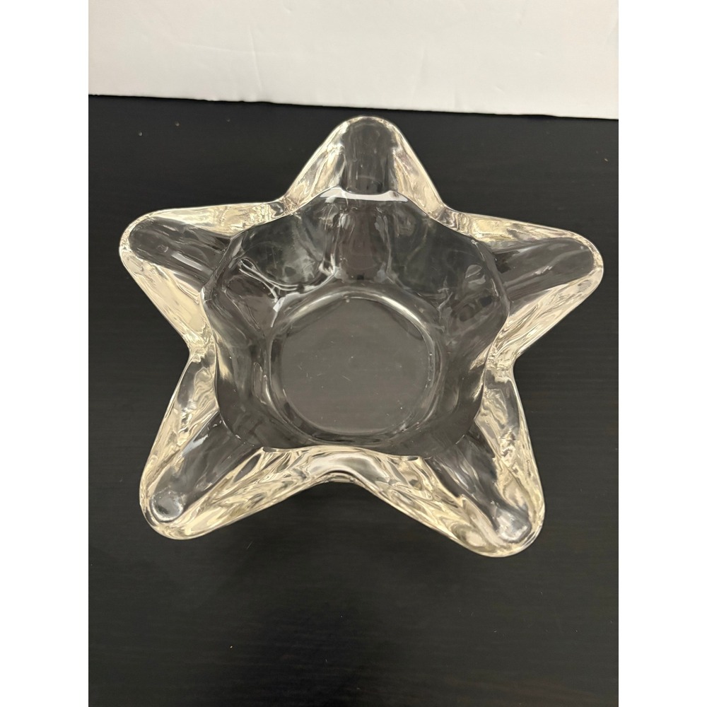 Vintage Star Shaped Glass Bowl Clear Heavy Duty Ashtray Trinket Dish Paperweight